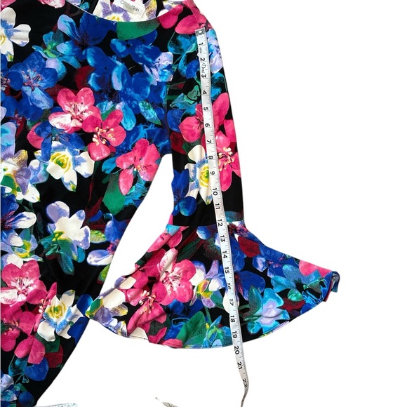 Calvin Klein Womens Dress Size 8 Floral Print 3/4 Bell Sleeves - Picture 6 of 7